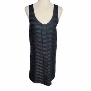 LEWIS CHO dress black polka dot silk sleeveless shift column 10